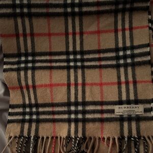 Burberry Beige and Red Plaid Scarf